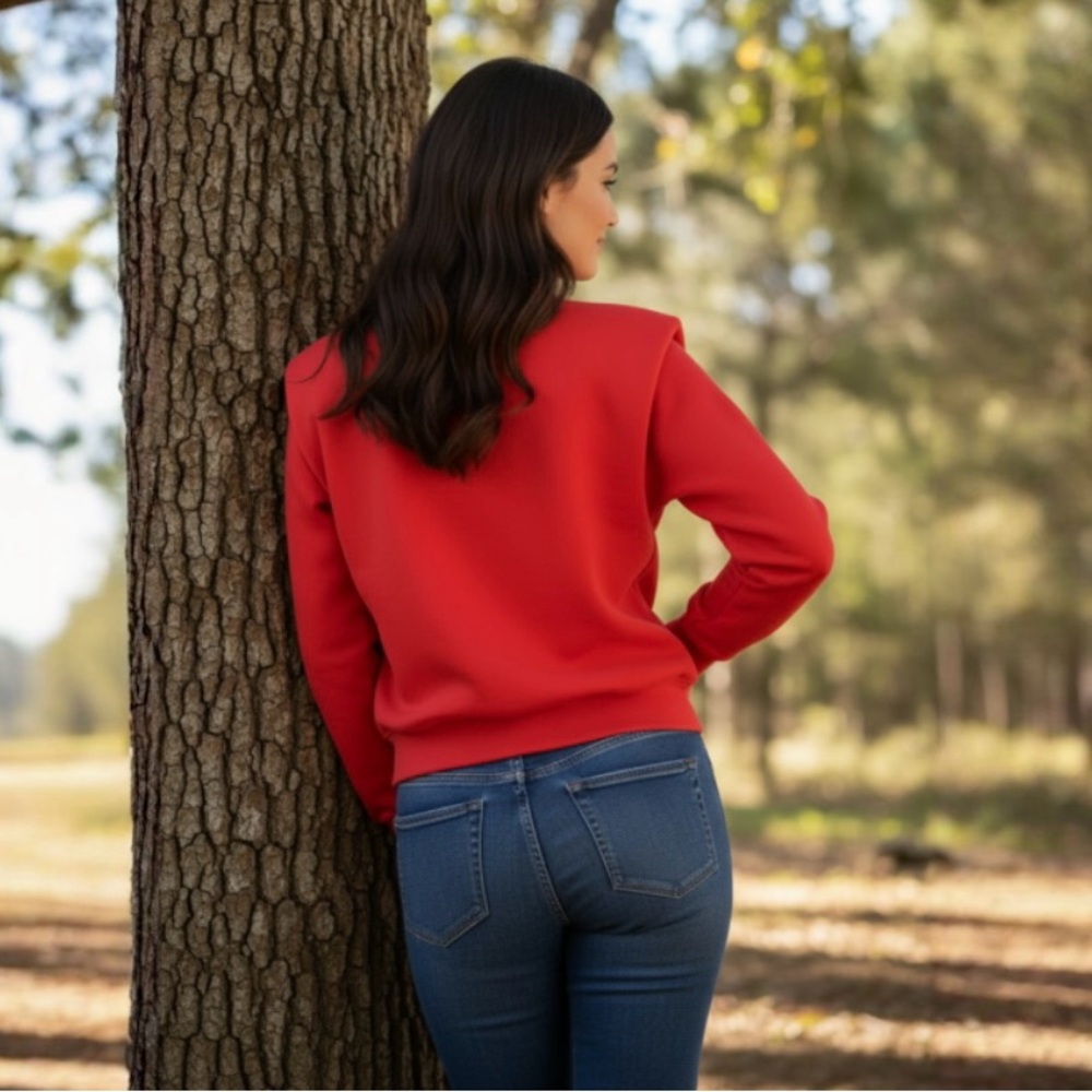 Sundry Evereve Red Padded Crewneck Sweatshirt - Picture 3 of 11